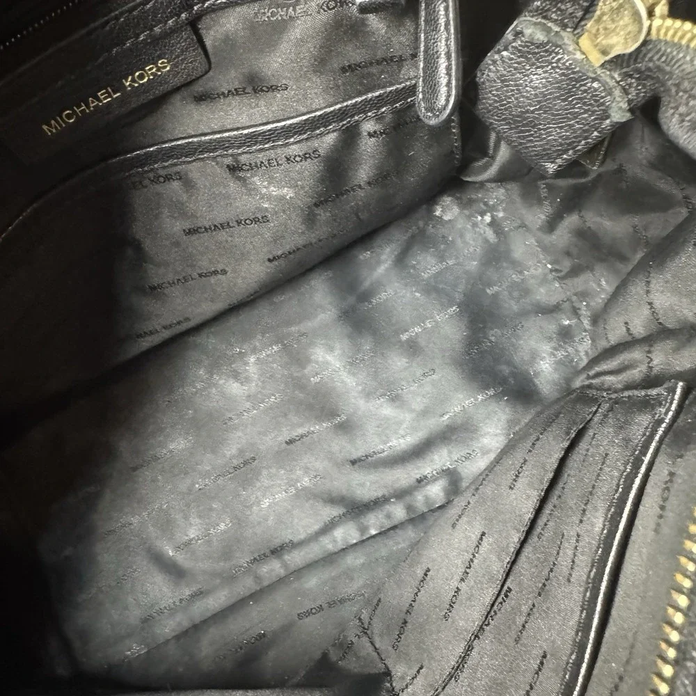 Michael Kors Black‎ Leather Hamilton Traveler LG Satchel Tote Houlder Bag